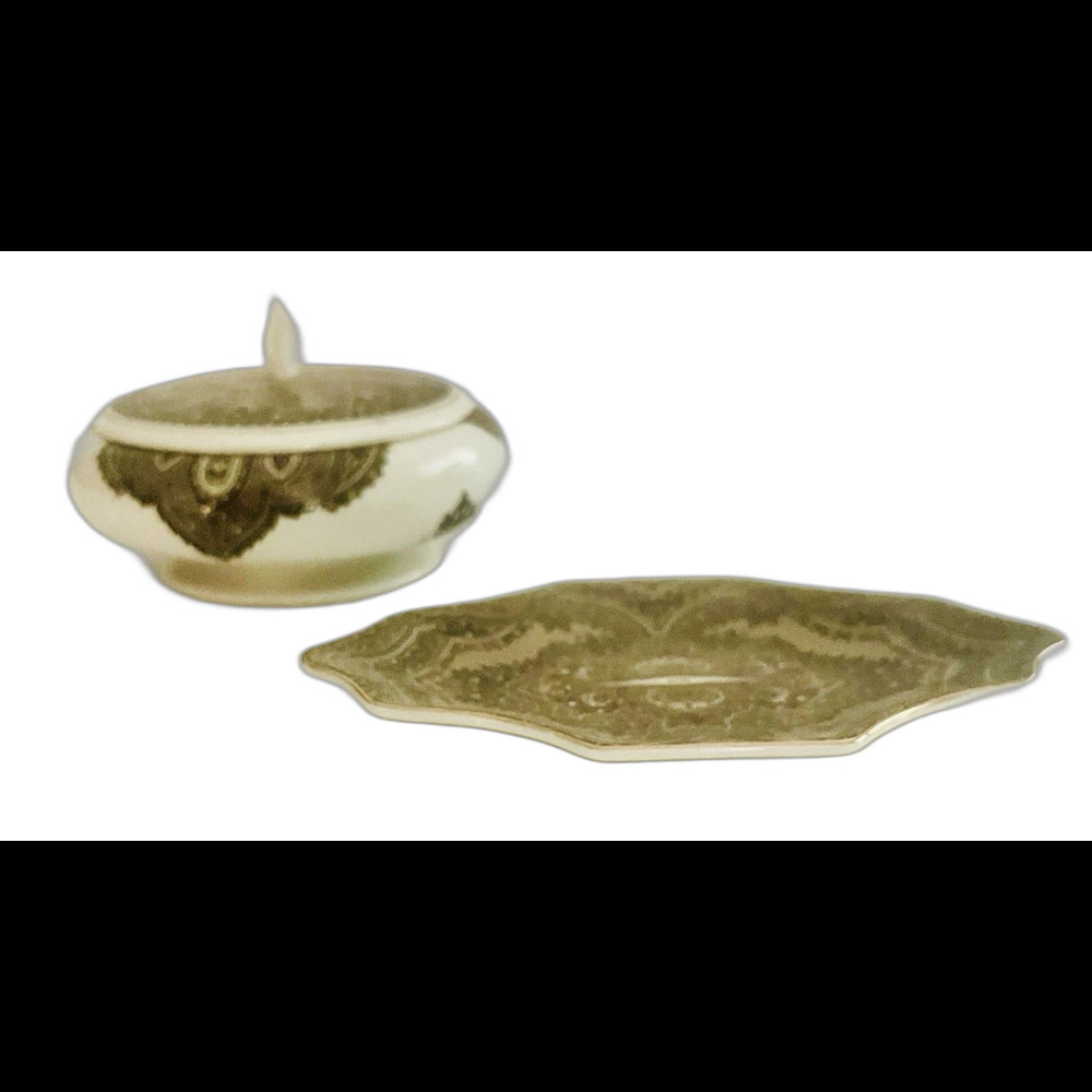 Vintage Croscill's Royal Paisley Glass Bathroom Accessories Bowl Jewelry Plate